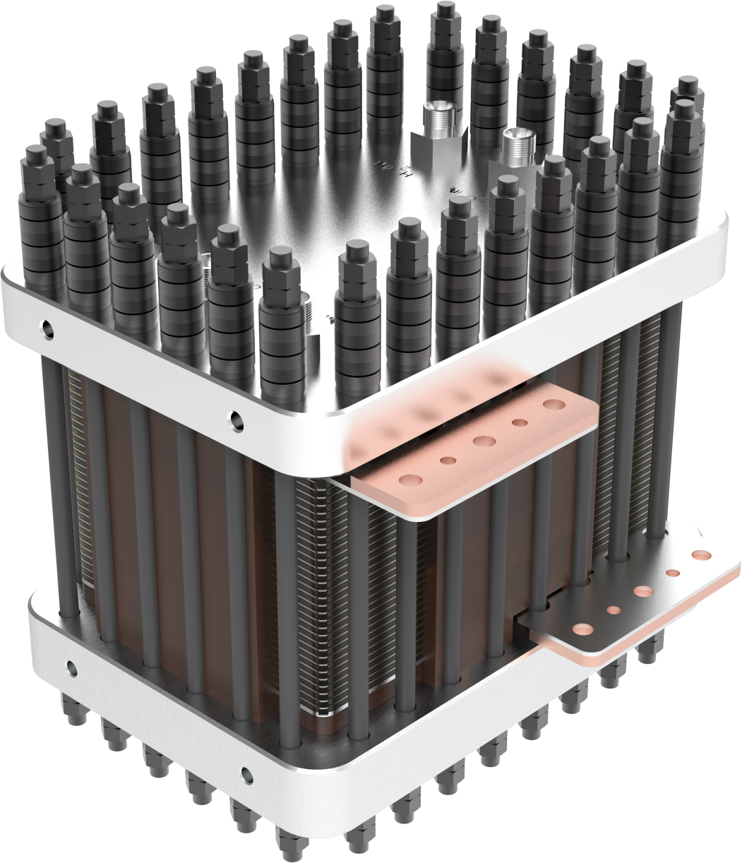 ST-PEME-5-C industrial PEM electrolyzer stack shown at a 45-degree angle