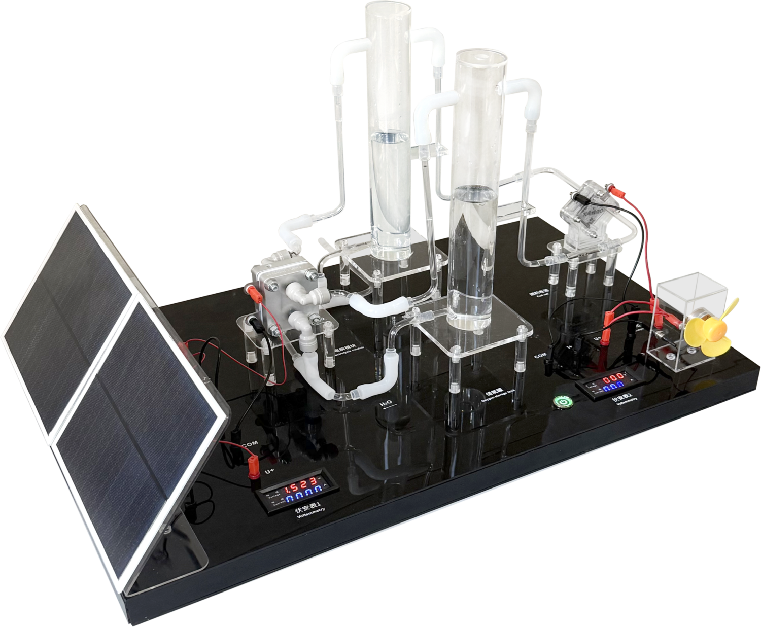 Photovoltaic hydrogen production demonstration teaching unit combining solar power, PEM electrolysis and fuel-cell output